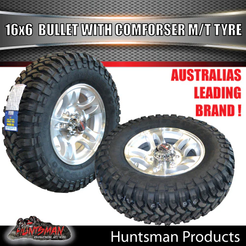 16" Trailer Caravan 6 Stud Bullet Mag & 245/75R16 L/T Comforser Mud Tyre. 245 75 16 - Image 6