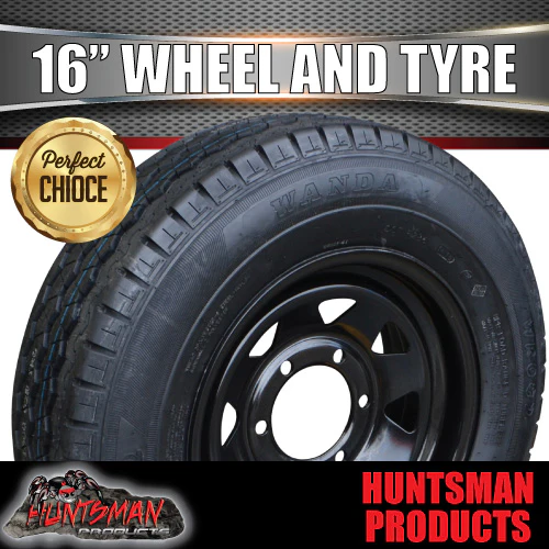16" 6 stud caravan trailer steel wheel rim & 245/75R16 L/T tyre. 245 75 16 - Image 4