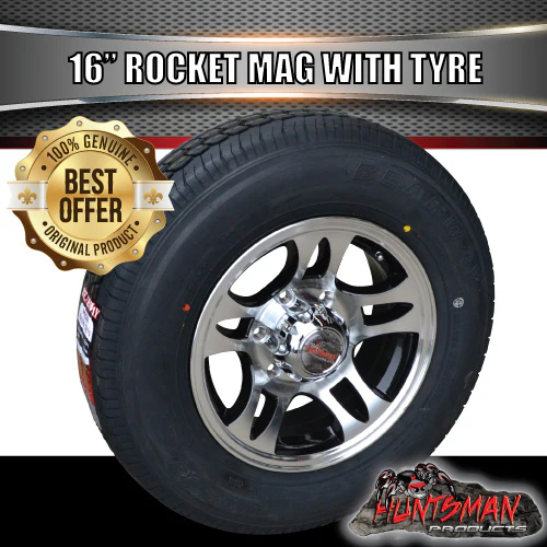 16" Caravan Trailer 6 Stud Landcruiser Pattern Rocket Alloy Mag & 195/65R16C Tyre. 195 65 16 - Image 4