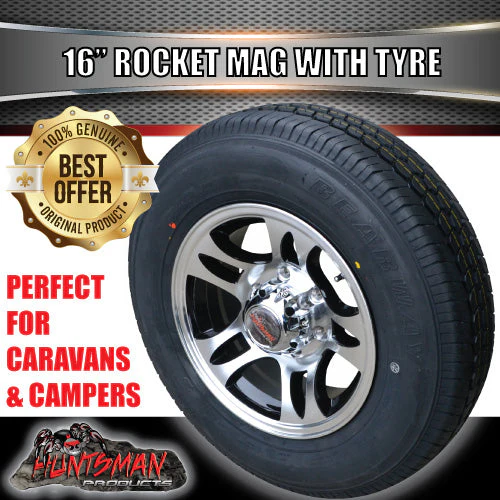 16" Trailer Caravan 6 stud Landcruiser Pattern Rocket Alloy Mag & 225/75R16C Tyre. 225 75 16 - Image 5