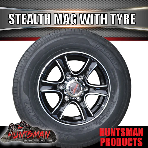 16" Trailer Caravan 6 stud Stealth Alloy & 195/65R16C Tyre. 195 65 16 - Image 2