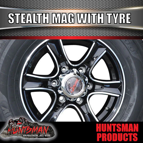 16" Caravan Trailer 6 stud Landcruiser Pattern Stealth Alloy & 225/75R16C Tyre. 225 75 16 - Image 6