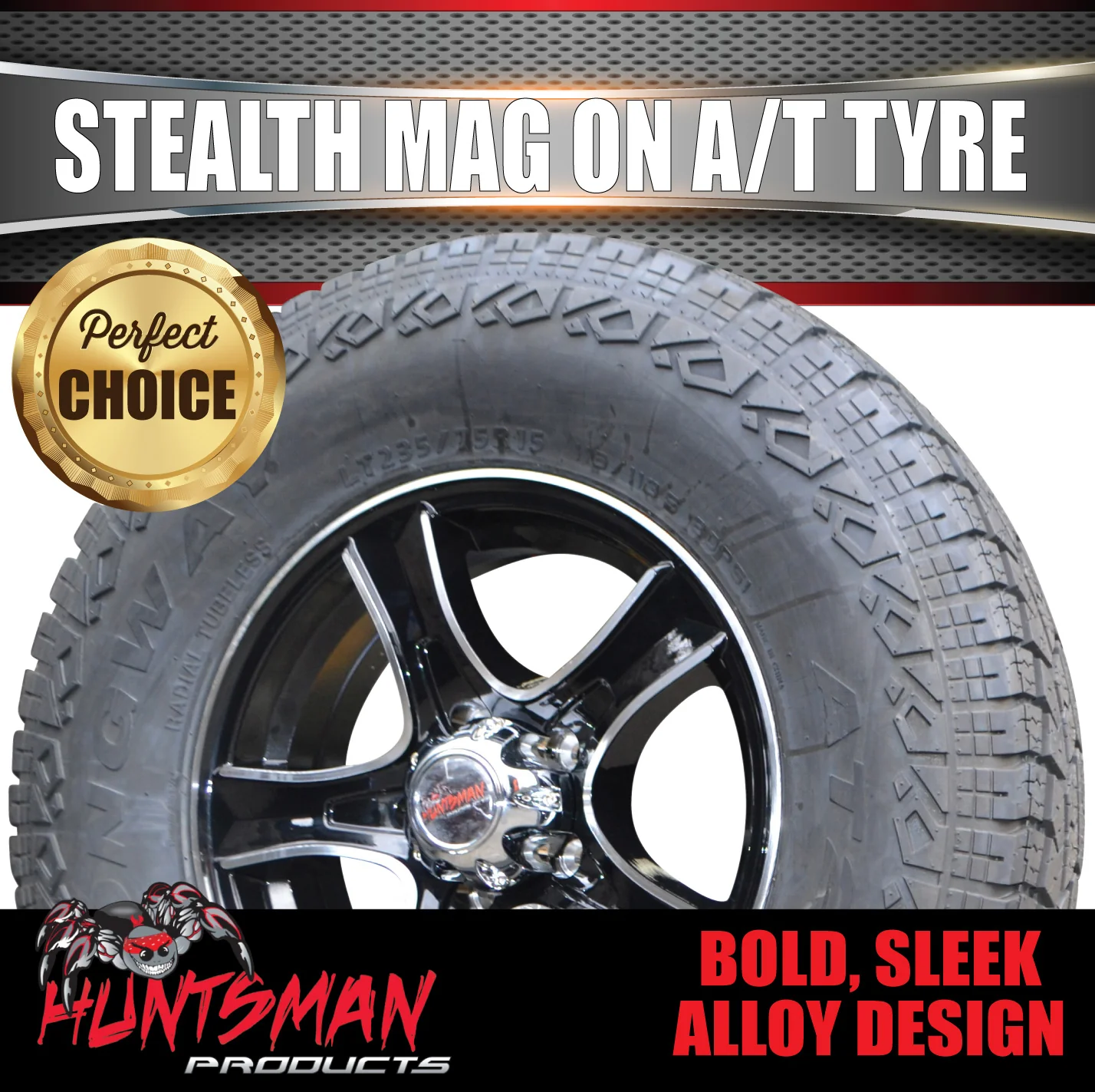 16" Trailer Caravan 6 stud Stealth Alloy Mag Wheel & 245/75R16 L/T Tyre. 245 75 16 - Image 6