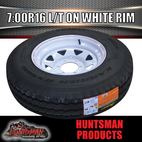 16x6" 6 stud trailer caravan white steel wheel & 7:00R16 L/T Truck tyre. 7.00 16 - Image 3