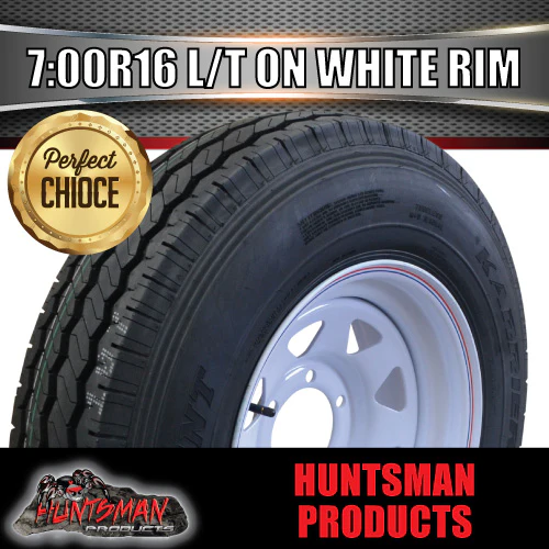 16x6" 6 stud trailer caravan white steel wheel & 7:00R16 L/T Truck tyre. 7.00 16 - Image 5