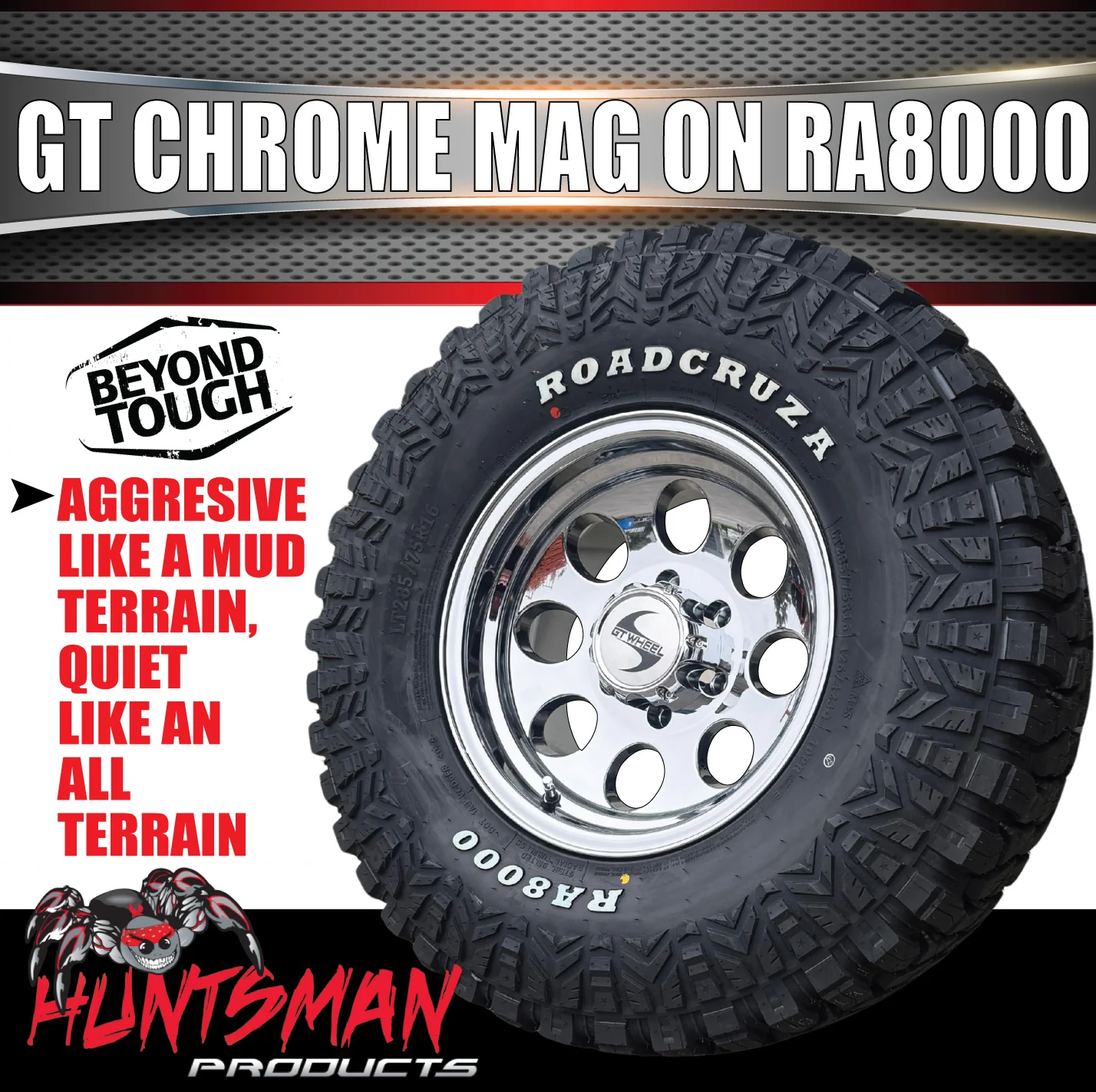 16" Chrome GT Alloy Mag Wheel & 265/75R16 Roadcruza RA8000 Rugged Terrain Tyre 6/139.7 PCD - Image 2