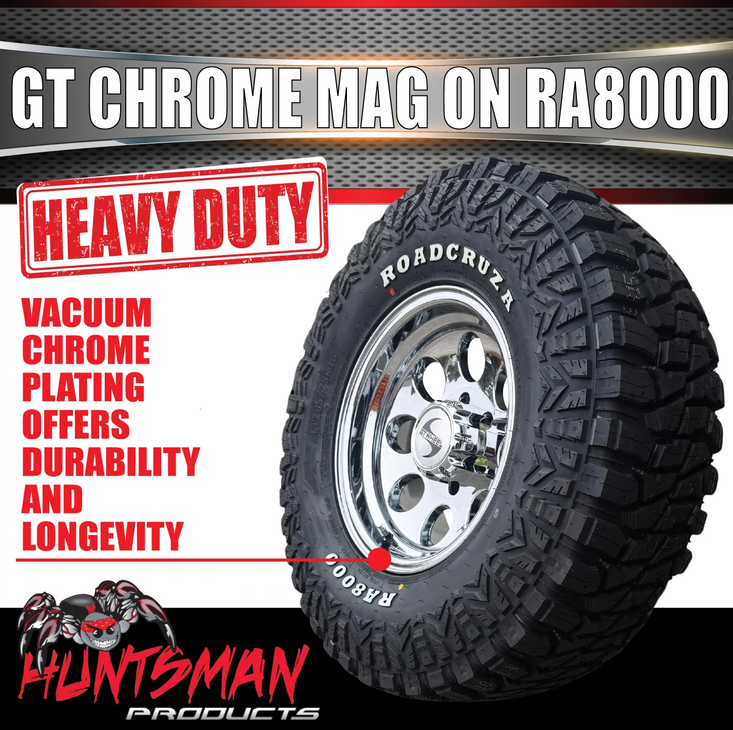 16" Chrome GT Alloy Mag Wheel & 265/75R16 Roadcruza RA8000 Rugged Terrain Tyre 6/139.7 PCD - Image 5