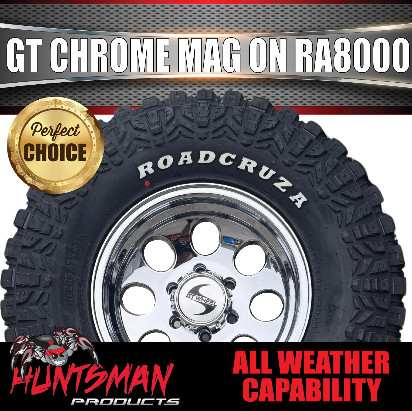 16" Chrome GT Alloy Mag Wheel & 265/75R16 Roadcruza RA8000 Rugged Terrain Tyre 6/139.7 PCD - Image 3