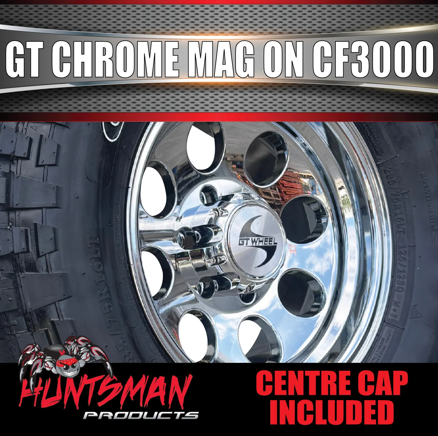 16" GT Vacuum Chrome Alloy Mag Wheel & 265/75R16 Comforser CF3000 Mud Tyre 32" - Image 2