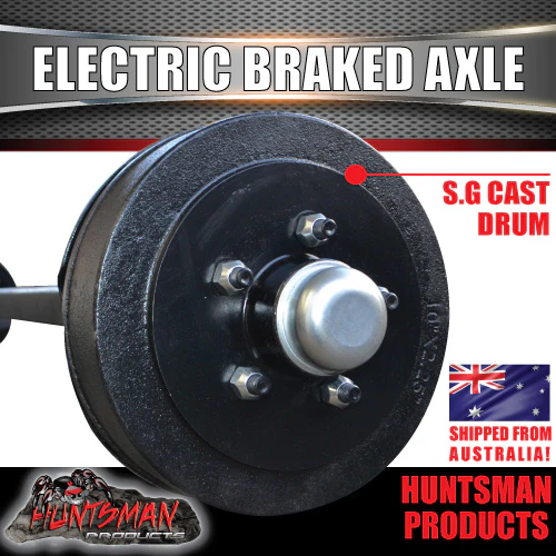 1600Kg Parallel Electric Drum Braked Trailer Caravan Axle. 50mm Square - Image 4