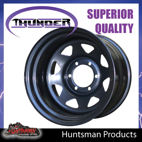 16x10 6 Stud Black Thunder Steel Rim -44 Offset. 6/139.7 PCD.  Fits Landcruiser, Patrol etc - Image 5