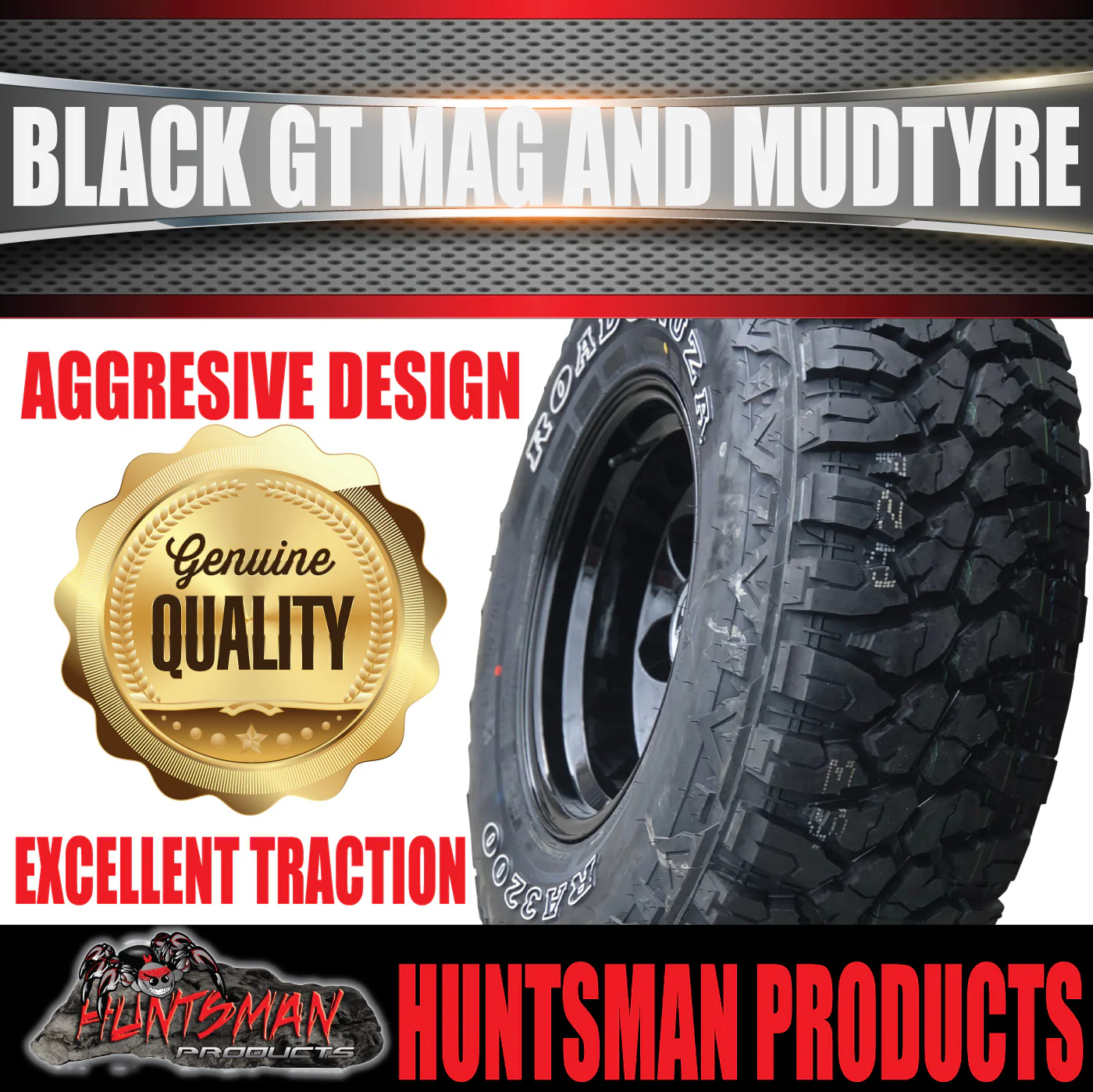 16X10 GT ALLOY MAG WHEEL & 315/75R16 ROADCRUZA MUD TYRE. 315 75 16 - Image 3
