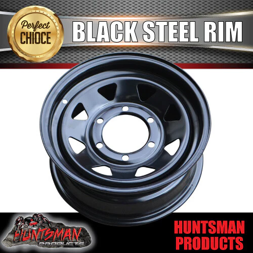 16x6 Trailer Caravan Black 6 Stud L/C Sunraysia Steel Wheel Rim 6/139.7 PCD - Image 3