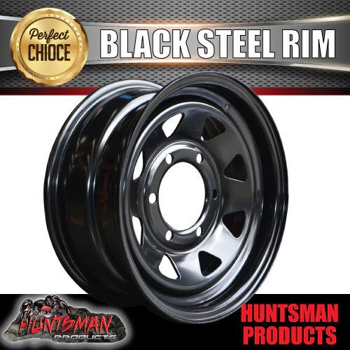 16x6 Trailer Caravan Black 6 Stud L/C Sunraysia Steel Wheel Rim 6/139.7 PCD - Image 4