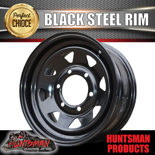 16x6 Trailer Caravan Black 6 Stud L/C Sunraysia Steel Wheel Rim 6/139.7 PCD - Image 6