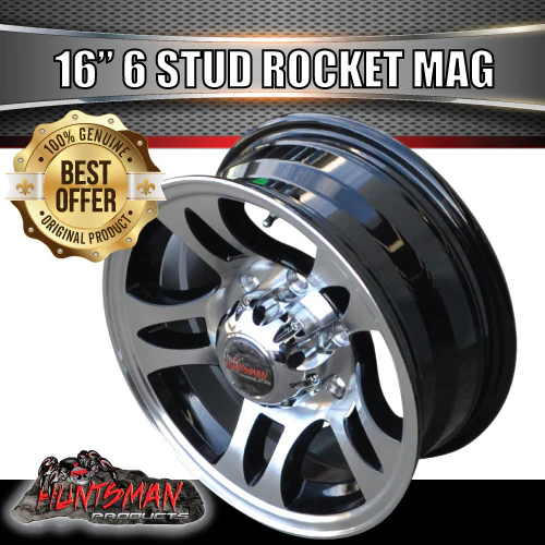 16x6" Caravan Trailer 6 Stud Rocket Alloy Mag Wheel. 6/139.7 pcd.  High Load - Image 4