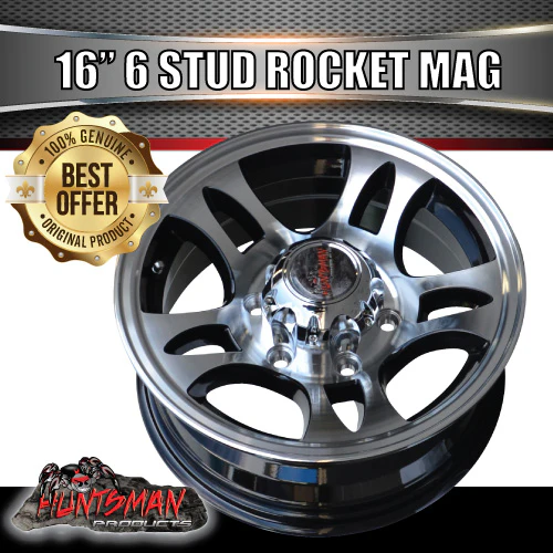 16x6" Caravan Trailer 6 Stud Rocket Alloy Mag Wheel. 6/139.7 pcd.  High Load - Image 5