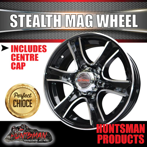 16x6 Trailer Caravan 6 Stud Landcruiser Pattern Stealth Alloy Mag Wheel. High Load - Image 3