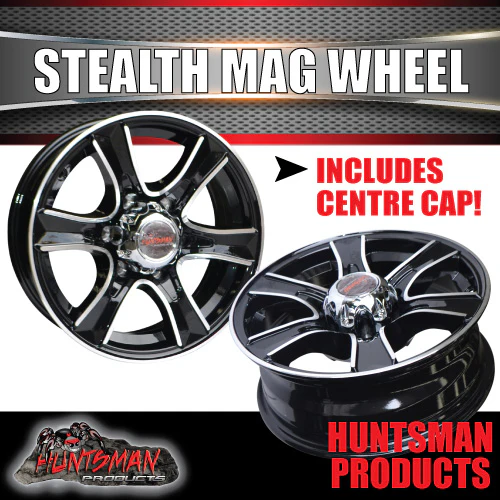 16x6 Trailer Caravan 6 Stud Landcruiser Pattern Stealth Alloy Mag Wheel. High Load - Image 6
