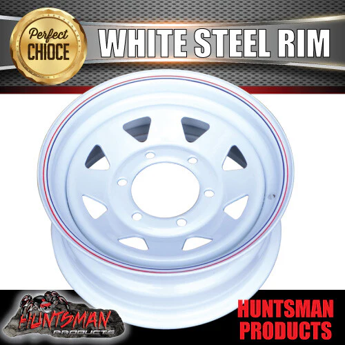 16x6 Trailer Caravan White 6 Stud L/C Sunraysia Steel Wheel Rim 6/139.7 PCD - Image 2