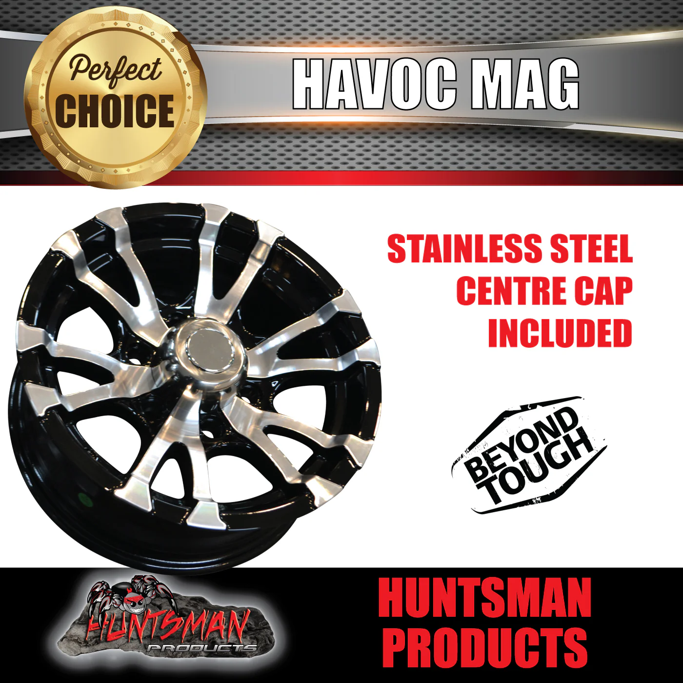 16X7 6 Stud Havoc Trailer Caravan Alloy Mag Wheel. - Image 3