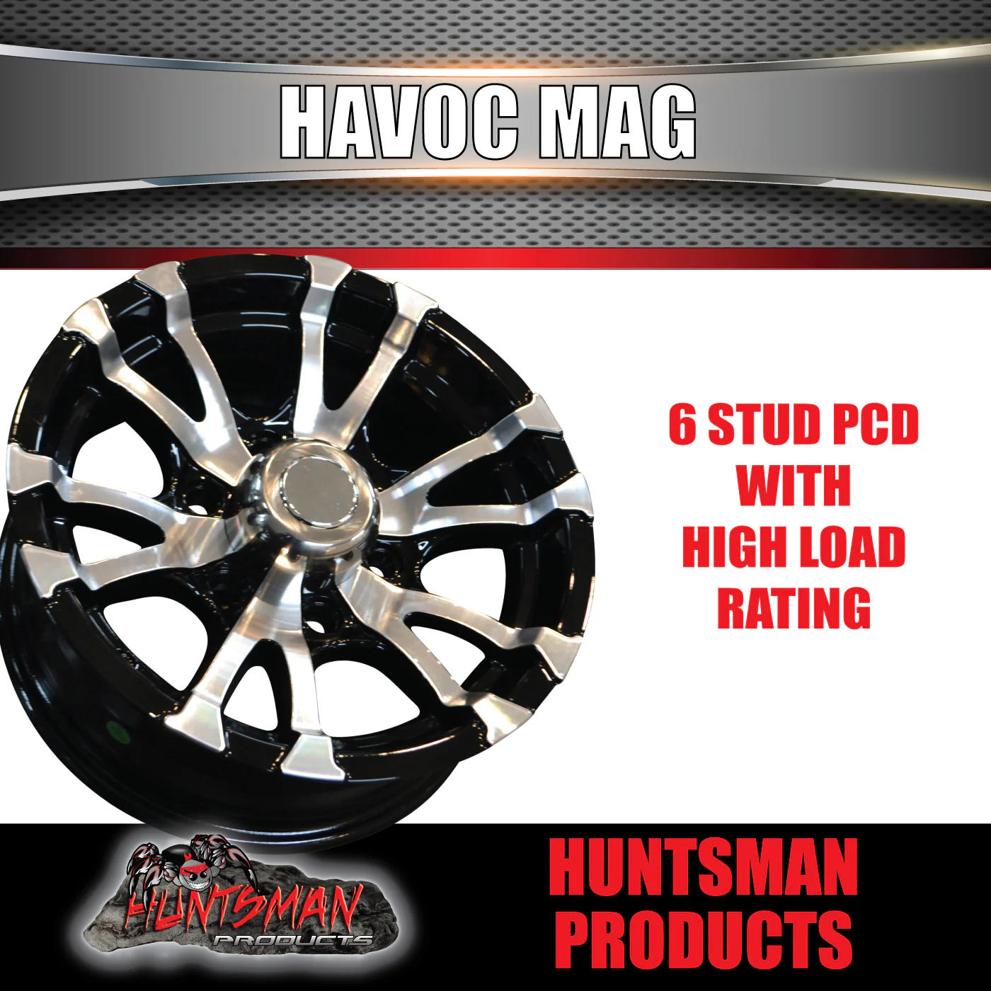 16X7 6 Stud Havoc Trailer Caravan Alloy Mag Wheel. - Image 4