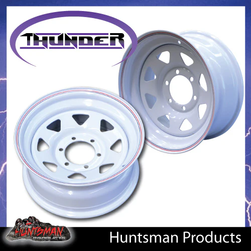 16x7 6 Stud White Thunder Steel Rim -13 Offset. 6/139.7 PCD.  Fits Landcruiser, Patrol etc - Image 3