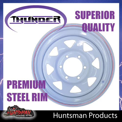 16x7 6 Stud White Thunder Steel Rim -13 Offset. 6/139.7 PCD.  Fits Landcruiser, Patrol etc - Image 4