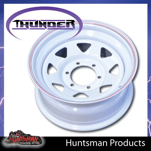 16x7 6 Stud White Thunder Steel Rim -13 Offset. 6/139.7 PCD.  Fits Landcruiser, Patrol etc - Image 5