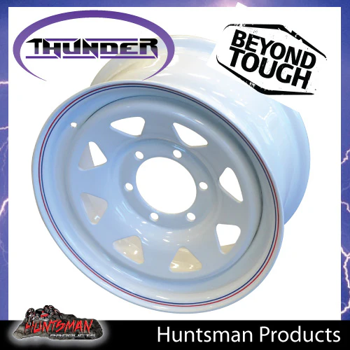 16x7 6 Stud White Thunder Steel Rim +25 Offset. 6/139.7 PCD. Fits Ranger, Hilux, BT 50, D-Max etc - Image 3