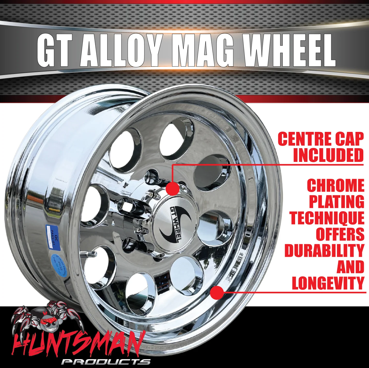 16X8 -20 Offset Chrome Vacuum GT Alloy Wheel 4WD 6/139.7 pcd suits Patrol Landcruiser - Image 2