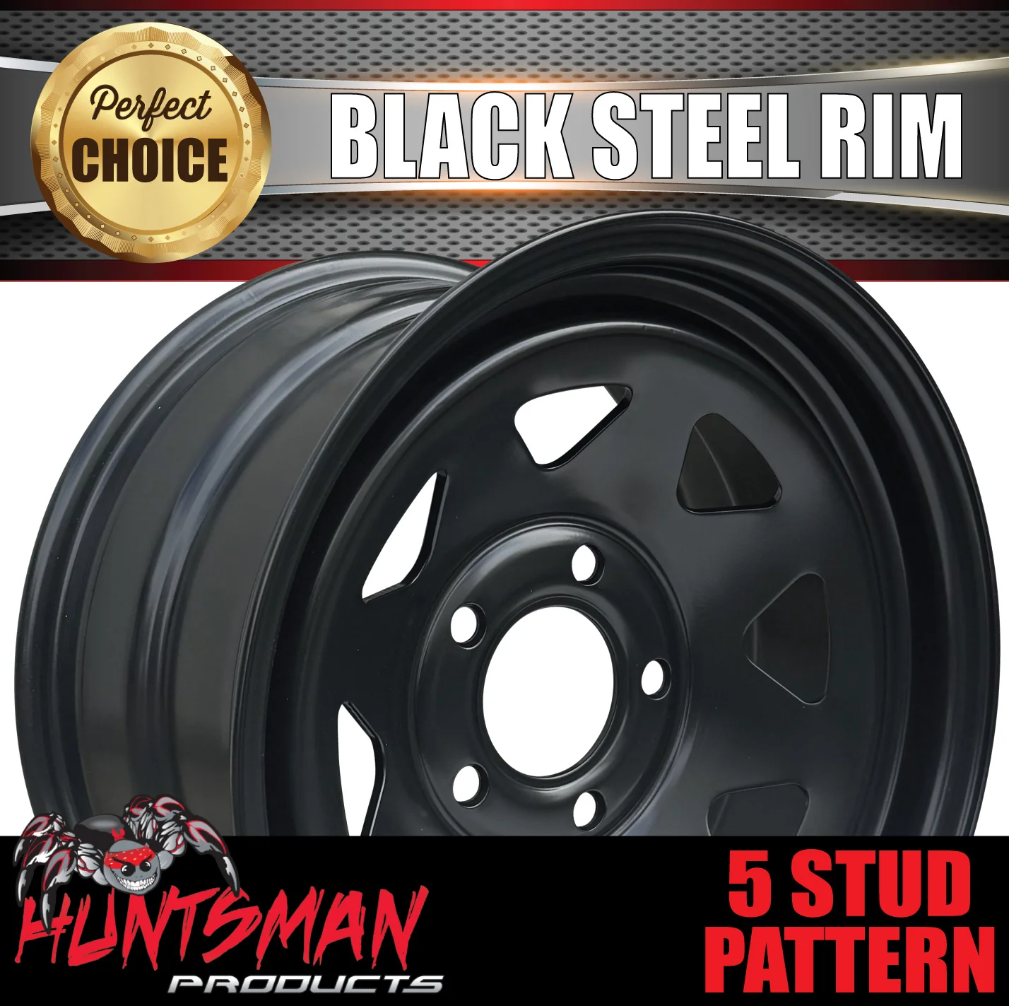 16x8 5 Stud Black Steel Wheel Rim 5/130 PCD, +20 Offset Fit Mercedes Ssangyong - Image 2