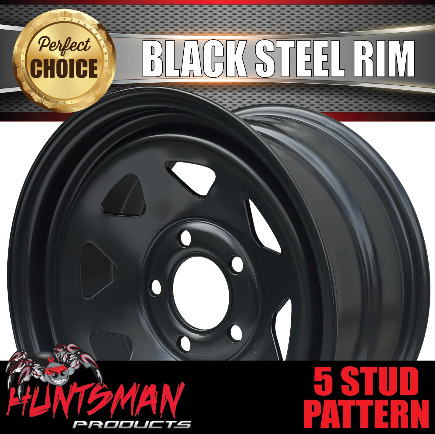 16x8 5 Stud Black Steel Wheel Rim 5/130 PCD, +20 Offset Fit Mercedes Ssangyong - Image 6