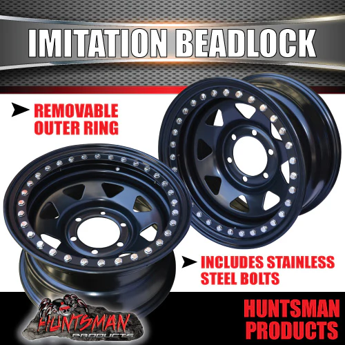 16X8 6/139.7 PCD 0 Offset Steel Imitation Beadlock Rim.  Fits Landcruiser, Patrol, Ranger etc - Image 4