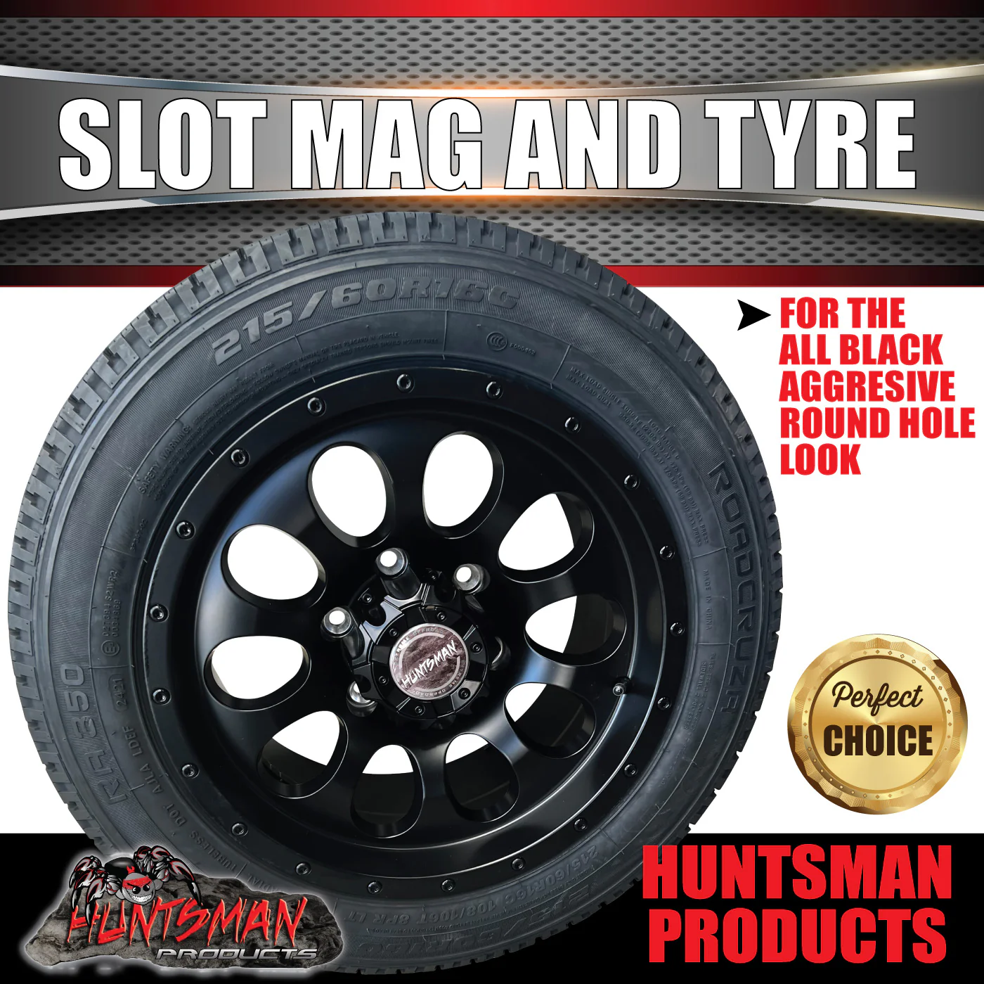 16x8 6 stud +15 Slot alloy Mag Wheel & 195/65R16C Tyre. Trailer Caravan Vans - Image 2