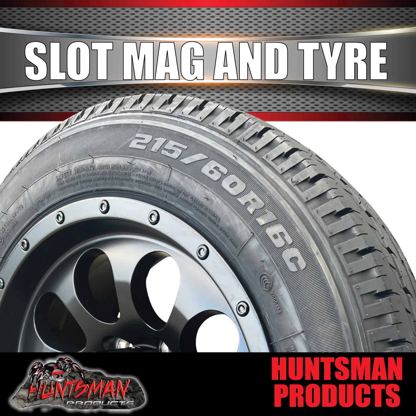 16x8 6 stud +15 Slot alloy Mag Wheel & 195/65R16C Tyre. Trailer Caravan Vans - Image 3
