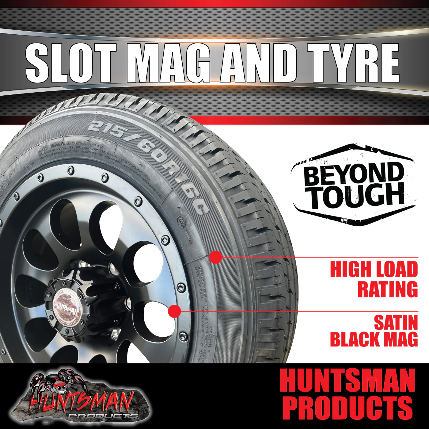 16x8 6 stud +15 Slot alloy Mag Wheel & 215/60R16C Tyre. Trailer Caravan Vans - Image 5