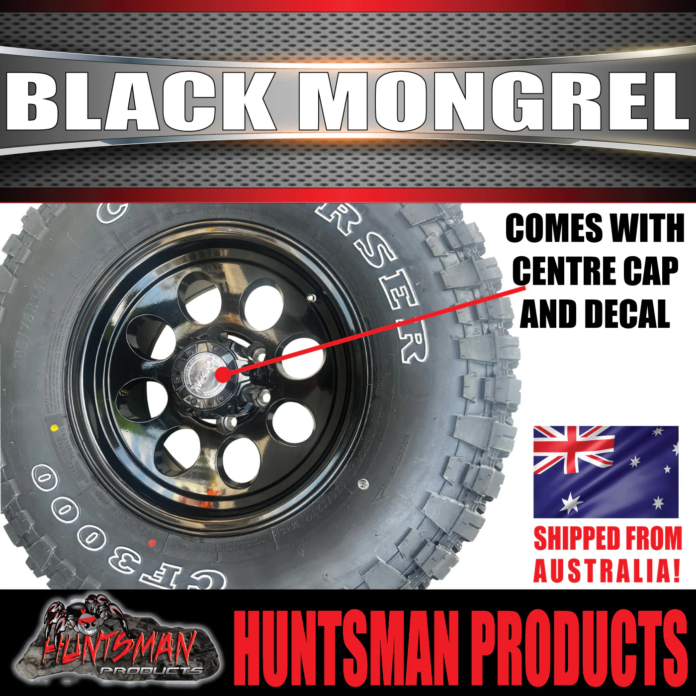 16x8 Black mongrel Alloy Mag Wheel & 285/75R16 Comforser Mud Tyre 285 75 16 - Image 3
