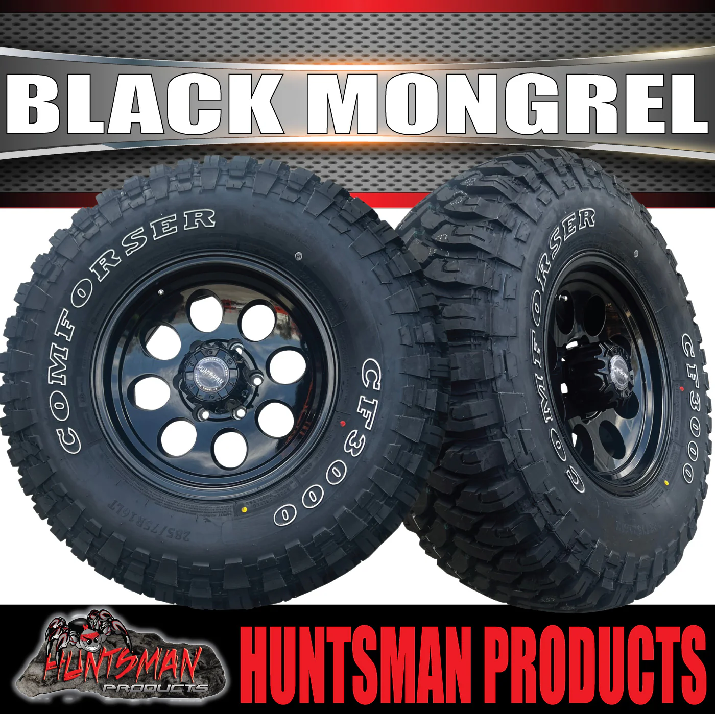 16x8 Black mongrel Alloy Mag Wheel & 285/75R16 Comforser Mud Tyre 285 75 16 - Image 4