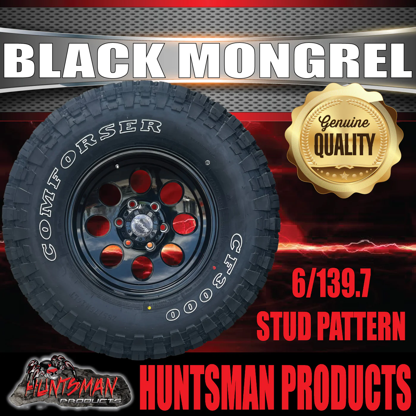 16x8 Black Mongrel Alloy Mag Wheel Rim & 265/75R16 Comforser Mud Tyre 265 75 16 - Image 5
