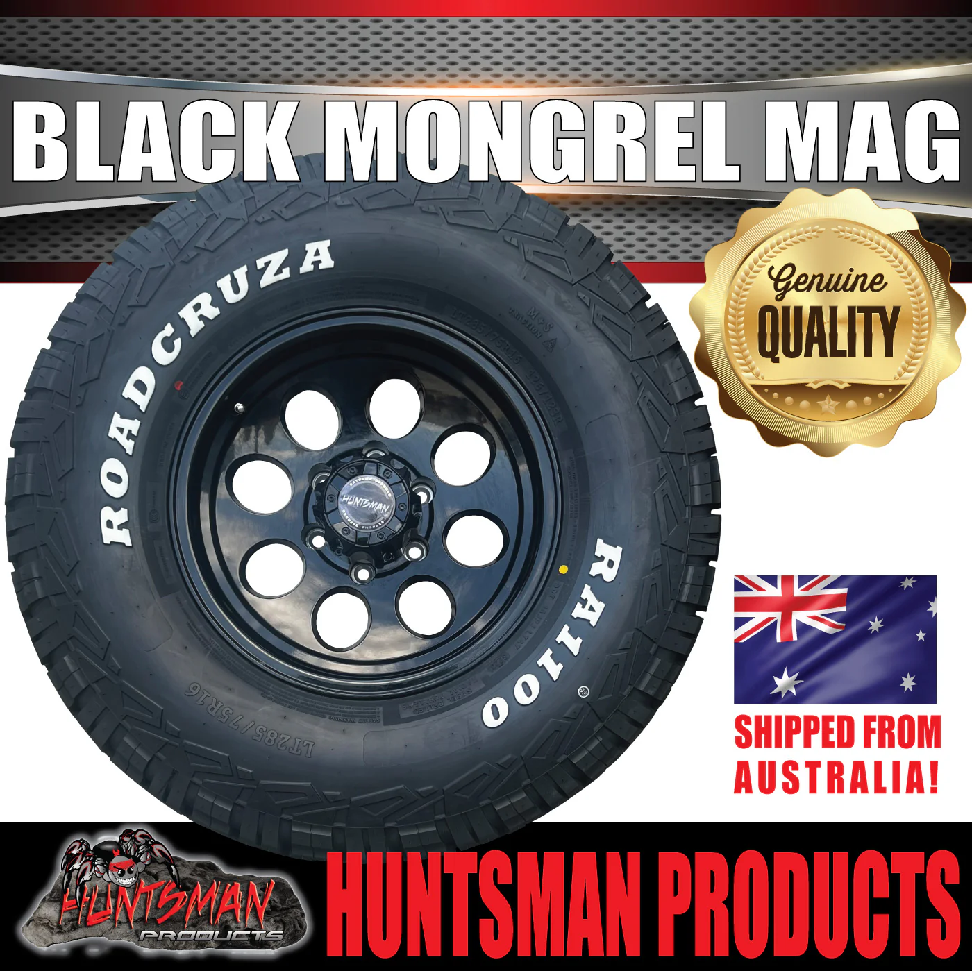 16x8 Black Mongrel Mag Rim 6/139.7 PCD & 265/75R16 Roadcruza RA1100 A/T Tyre 265 75 16 - Image 6