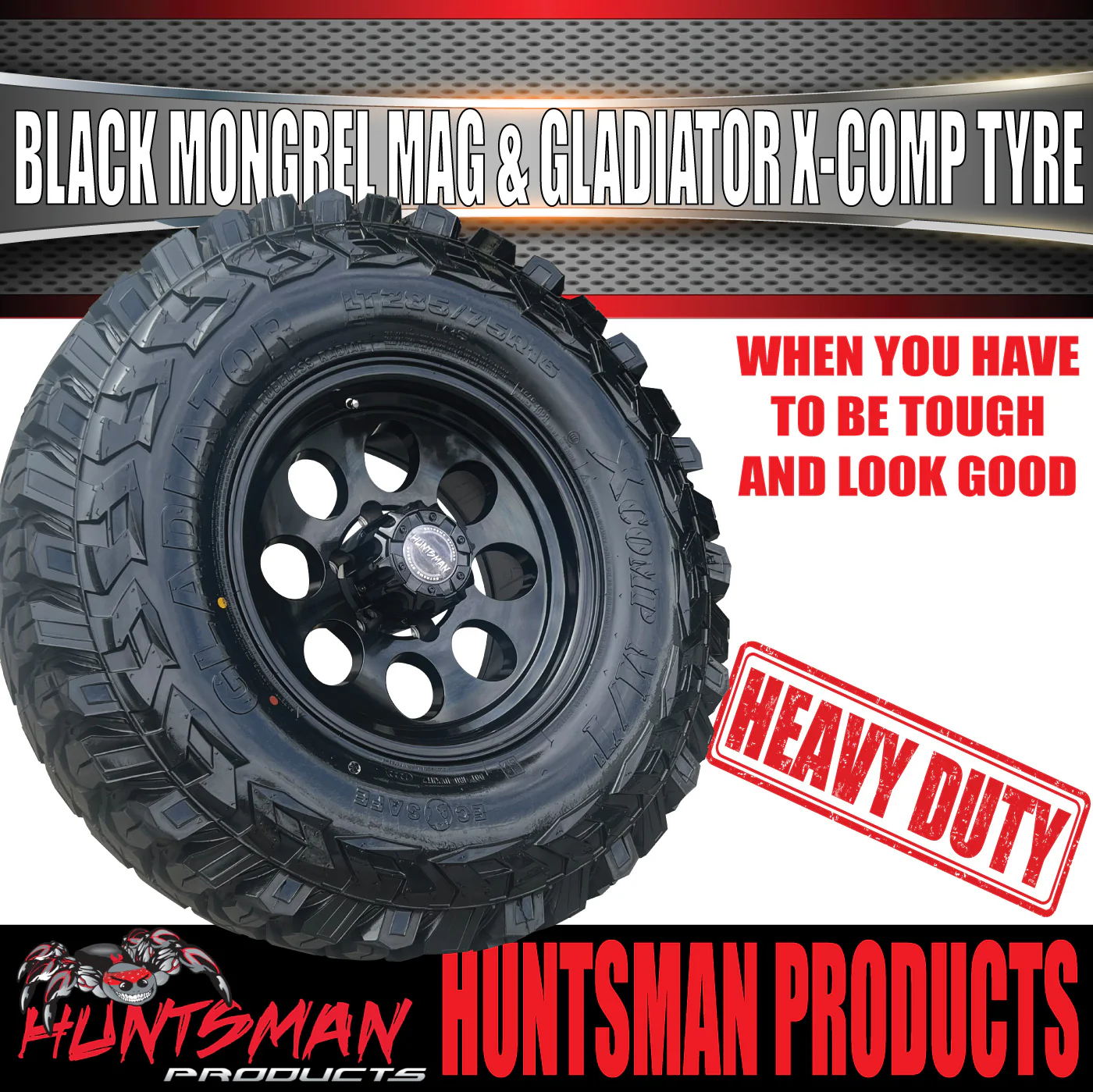 16x8 Black Mongrel Mag Wheel 6/139.7 PCD & 245/75R16 Gladiator X Comp Mud Tyre 245 75 16 - Image 5