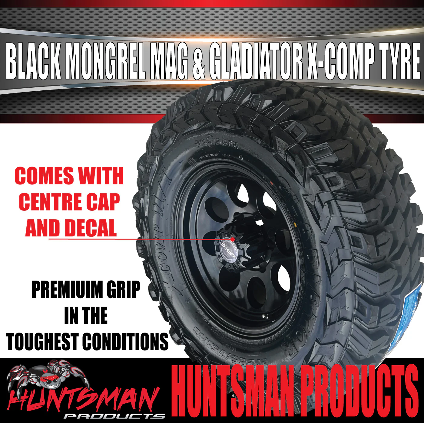 16x8 Black Mongrel Mag Wheel 6/139.7 PCD & 245/75R16 Gladiator X Comp Mud Tyre 245 75 16 - Image 6