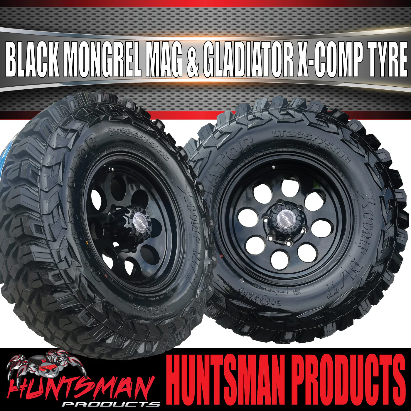 16x8 Black Mongrel Mag Wheel 6/139.7 PCD & 285/75R16 Gladiator X Comp Mud Tyre 285 75 16 - Image 5
