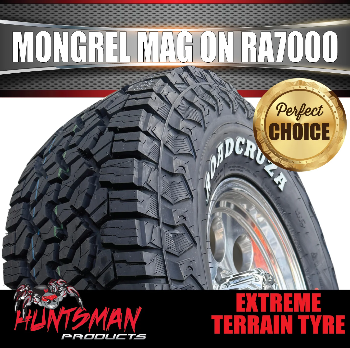 16x8 Polished Mongrel Mag Rim 6/139.7 PCD & 245/70R16 Roadcruza RA7000 X/T Extreme A/T Tyre - Image 4