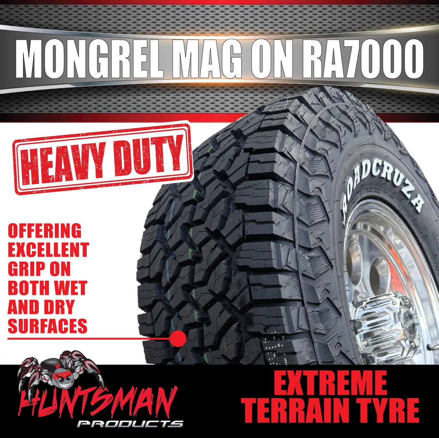 16x8 Polished Mongrel Mag Rim 6/139.7 PCD & 245/70R16 Roadcruza RA7000 X/T Extreme A/T Tyre - Image 5