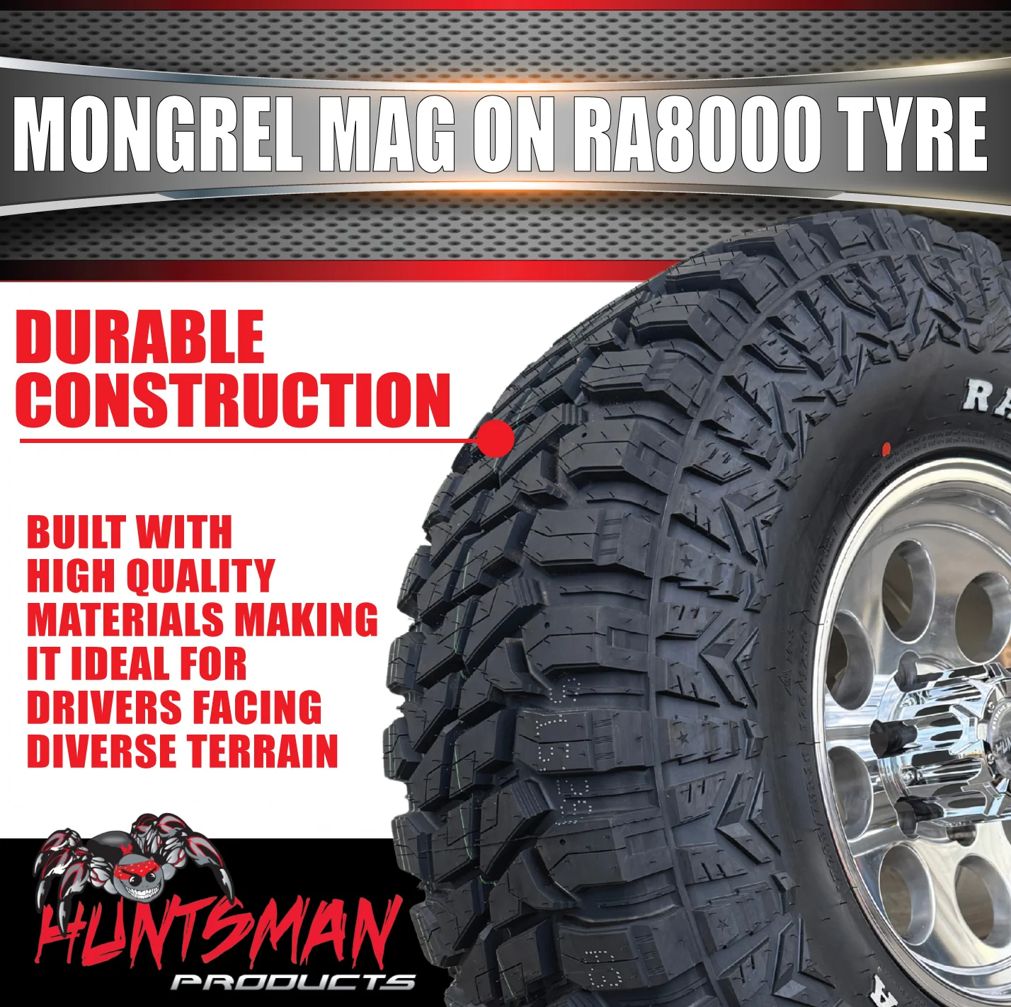 16x8 Polished Mongrel Mag Rim 6/139.7 PCD & 315/75R16 Roadcruza RA8000 Tyre - Image 3