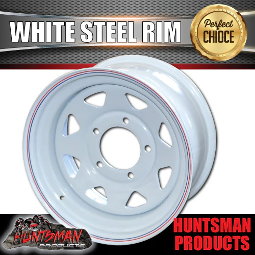 16x8" WHITE SUNRAYSIA STEEL RIM- 5 STUD SUIT TOYOTA LANDCRUISER, 0 OFFSET - Image 3