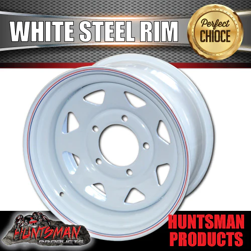 16x8" WHITE SUNRAYSIA STEEL RIM- 5 STUD SUIT TOYOTA LANDCRUISER, 0 OFFSET - Image 5