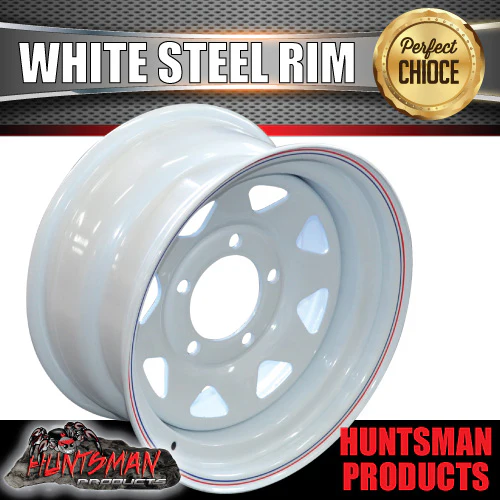 16x8" WHITE SUNRAYSIA STEEL RIM- 5 STUD SUIT TOYOTA LANDCRUISER, 0 OFFSET - Image 6